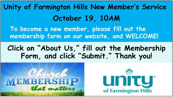 Member Sunday New Member Sunday – Unity of Farmington Hills